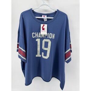 Champion Women Loose Fit Blue Graphic T Shirt 4X Jersey Athletic Style